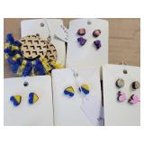 Decorative Earrings: Bunnies, Eggs Blue/Yellow