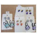 Decorative Earrings: 5 pairs Bunnies & Hearts