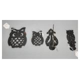 Cast Iron Trivets Owls and bill Holder