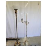 2 Floor Lamps Marble Base 64" & Metal Base glass