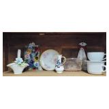 Porcelain baskets, soup cups & saucers