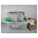 Plastic Tub full of Bubble wrap & Empty Boxes