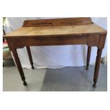 Vintage Wood Desk with Drawer & Turned Legs