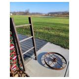 Iron Wheel 24" & 2 Wood Ladders 48" & 58"