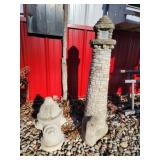 Concrete Light House 38"H and Fire Hydrant 16"