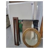 Mirrors, bulletin board, shutter