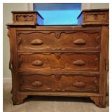 3 Drawer Dresser, Hankie Boxes, Missing Marble