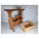 Magazine stand side table & wooden box