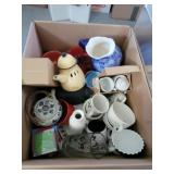 Soup mugs, cups, saucers, pitcher, custards