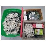 Three bins of Christmas lights, used