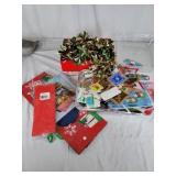 Handmade gift tags, gift bags, tinsel