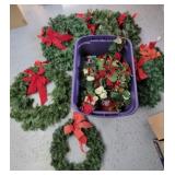 Wreaths & poinsettia greenery