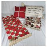 Basket weave runners & 2 decorative pillows