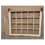 RARE 20 Pane Wood Window 34.5"x30" 2 panes cracked