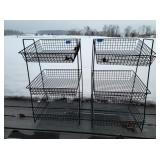 New Two 3 Tier Black Basket Racks 27" T x 16" W