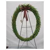 Metal bay leaf wreath magnetic bow (retails $62)