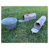 Vintage metal Mail boxes & Tub