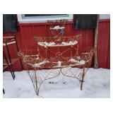 Vint Wire Fern Plant Stand 3 Porcelain wheels