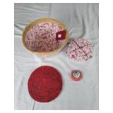 Fabric wrapped bowl, coasters & hot pad