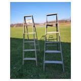 Two 6 foot Wood Ladders - 1 Werner