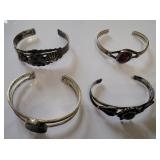 FOUR Silver tone Unmarked Bracelets