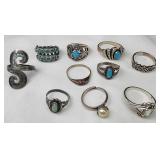 Sterling Petite Rings with Stones 30.05 GRAMS