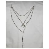 GF Necklace w black obsidian crescent moon pendant