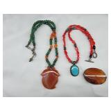 Handmade Carnelian Green Agate Beads Untested