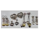 Sterling Silver Earrings Hearts & Fish 64.79 GRAMS