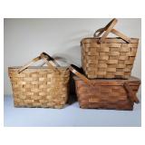 Picnic Style Baskets - 3 nice condition