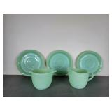 3 Fire King Saucers and Cream & Sugar