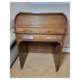 C-Shape Rolltop Desk Appears Oak Raised Panel Side