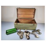 Wood Toy Chest - Asst Toys Holsters JD wagon