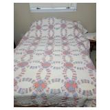 King Quilt- Double Wedding Ring-minor rips @ seams