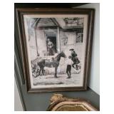 Deak Lamp, Platter & Horse Picture