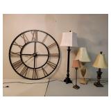 LG Battery Clock 44' dia. & table Lamps