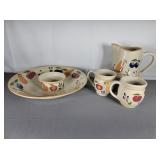 Longaberger Fruit Medley Pottery Bowl Pitcher Mugs
