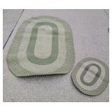 Green Pattern Area Rugs Lg 77x48 - Sm Oval