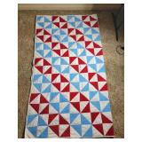 Red White Blue Quilt 80x73 Hand stitched triangles