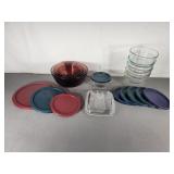 Pyrex Bowls with lids / Purple Colored Pyrex Bowls