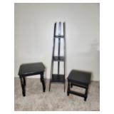 Ladder Style Shelf & 2 Small Tables