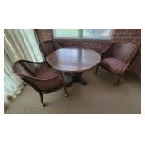 Round Pedestal Table 3 Wicker Back Chairs