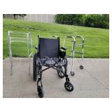 Health Aids-Invacare Wheelchair, 3 Alum Walkers