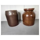 Brown Crock Jars 7 & 7.5" H