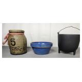 Clay City Blue Bowl 5" - Sm Jar Footed Kettle