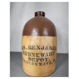 Jas Benjamin Stoneware Depot Cinti O Crock Jug