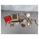 Trinket boxes, letter opener, eye wash