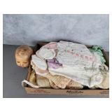 Vintage doll clothes & doll head
