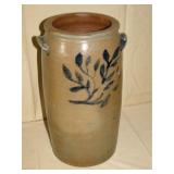 Salt Glaze Crock Cobalt blue decor leaf & vine