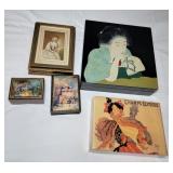 Music Box & Four Jewelry Boxes
